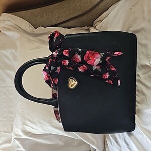 Betsey Johnson XO Gigi Black Rose scarf handbag